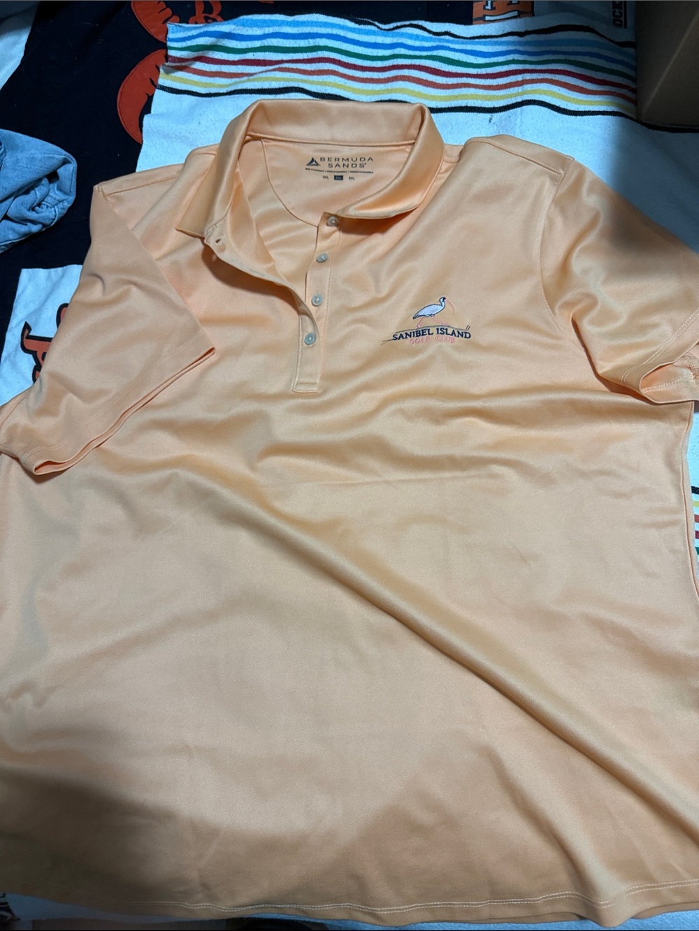 Sanibel Island Embroidered Pelican Polo - Peach